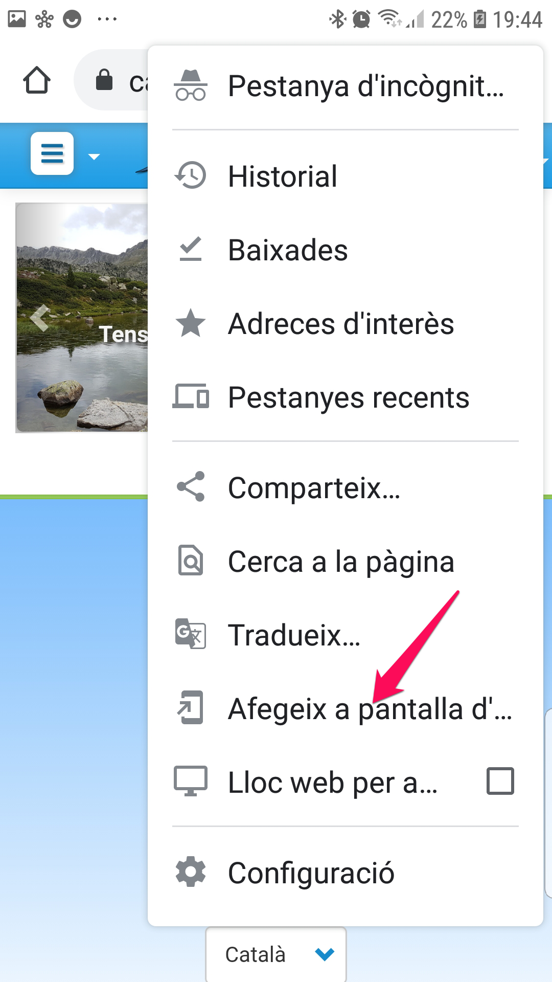 Afegir a pàgina d'inici - pas 2 Afegir a pàgina d'inici - pas 2